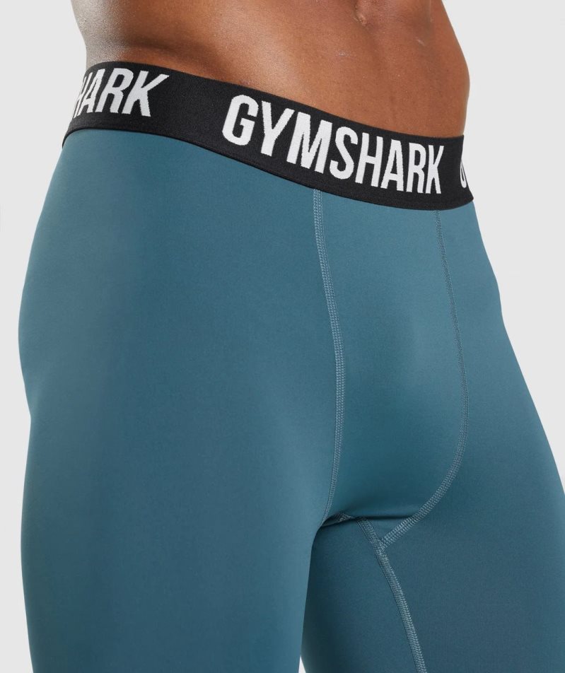 Men's Gymshark Element Baselayer Leggings Turquoise | CA 67185A